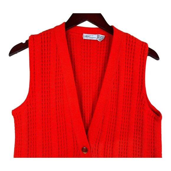 Vintage LeRoy Women's Knit Sweater Vest Red/Orange M/L - Picture 2 of 9